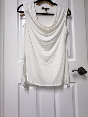BCBGMaxAzria White Draped Cowl Neck Sleeveless Camisole